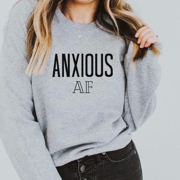 NEW Anxious AF Slouchy Sweatshirt Top S-5X - Picture 2 of 3